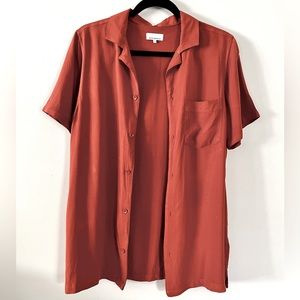 Weworewhat Short Sleeves Button Down Women’s Blouse Top Rust orange size S